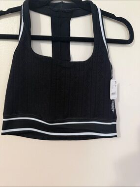 FP Movement by Free People Black Sports Bralette with White Striped Trim